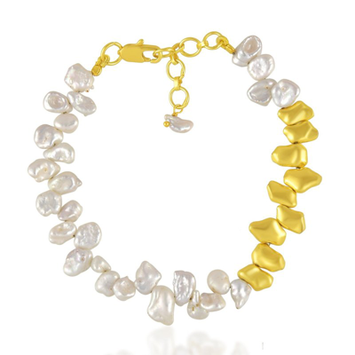 Arvino Baroque Pearl Melted Bracelet In Gold