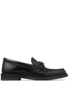 JIMMY CHOO ADDIE LOGO-PLAQUE LEATHER LOAFERS - WOMEN'S - CALF LEATHER/RUBBER/LAMB SKIN
