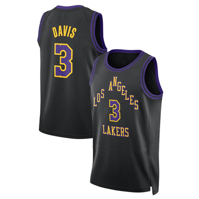 Sheshow Men's Los Angeles Lakers Anthony Davis Black 2024 City Edition Jersey
