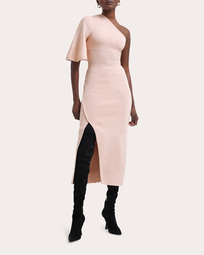 Safiyaa Kalypso One-shoulder Knitted Midi Dress In Pink