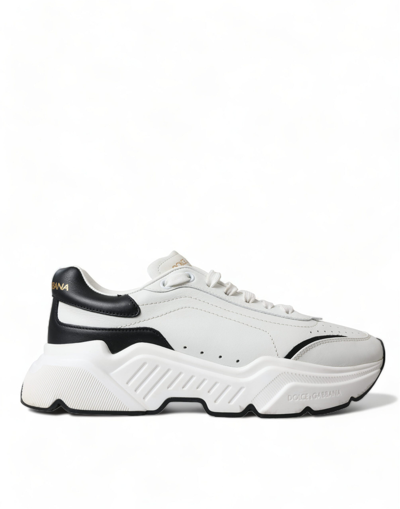 Dolce & Gabbana White Black Low Top Daymaster Sneakers Shoes In Black/white