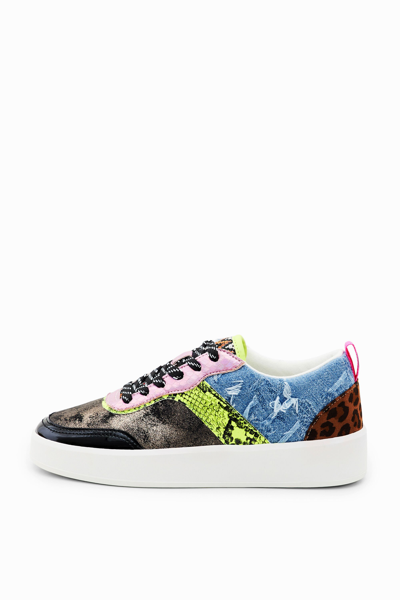 Desigual Patchwork Sneakers In Material Finishes