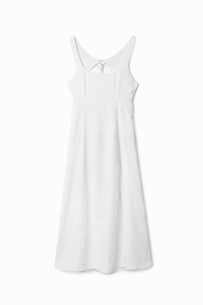Desigual Long Broderie Anglaise Dress In White