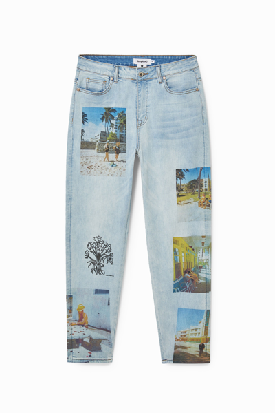 Desigual Straight Unisex Jeans South Beach In Blue