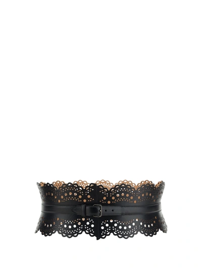 Alaïa Black Vienne Vague Openwork Corset Belt In Noir