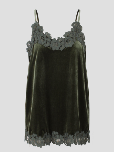 Alessandra Gallo Chenille And Lace Top In Green