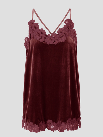 Alessandra Gallo Chenille And Lace Top In Burgundy