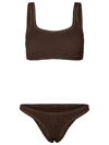 Reina Olga Ginny Scrunch Sleeveless Bikini Set In Brown