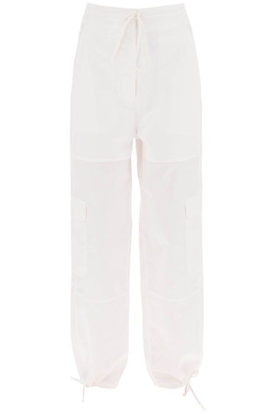 Totême Cotton Cargo Trousers In Bianco