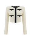 Self-portrait Textured Knit Cardigan In Cream