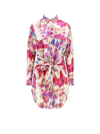 Marant Etoile Nueva Printed Cotton Mini Dress In Pink