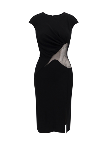 Givenchy 4g Mixed Media Sheath Dress In Black