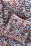 Anthropologie Kelcey Hibiscus Organic Cotton Square Cushion Cover In Blue