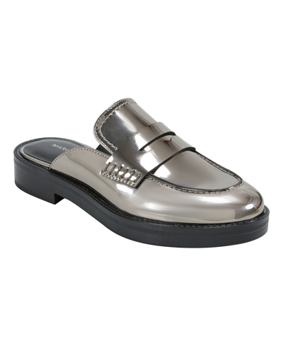 Marc Fisher Women's Burlesk Slip-on Backless Casual Loafers In Pewter- Manmade