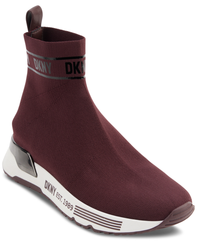 Dkny Women's Neddie Pull-on Sock Sneakers In Bordeaux