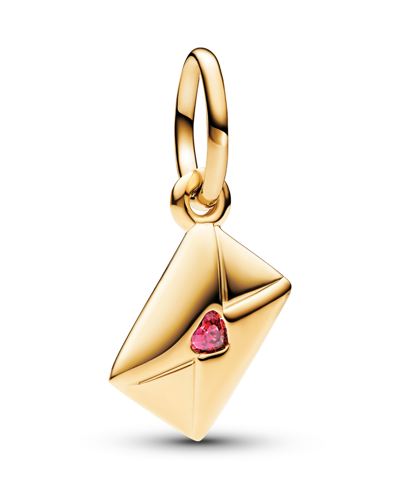 Pandora 14k Gold-plated Love Envelope Dangle With Red Charm