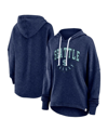 Fanatics Branded Heather Deep Sea Blue Seattle Kraken Lux Lounge Helmet Arch Pullover Hoodie In Heather Deep Sea Blue