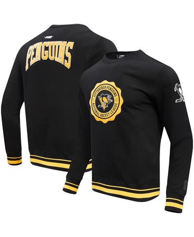 PRO STANDARD MEN'S PRO STANDARD BLACK PITTSBURGH PENGUINS CREST EMBLEM PULLOVER SWEATSHIRT