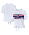WEAR BY ERIN ANDREWS WOMEN'S WEAR BY ERIN ANDREWS WHITE NEW YORK RANGERS FRONT KNOT T-SHIRT