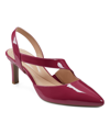 Easy Spirit Recruit Slingback Pointed Toe Pump In Dark Pink Patent Leather