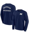 Fanatics Signature Unisex  Navy Michigan Wolverines Super Soft Pullover Crew Sweatshirt In Navy