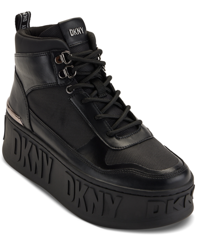 Dkny Women's Layne Lace-up High-top Platform Sneakers In Black