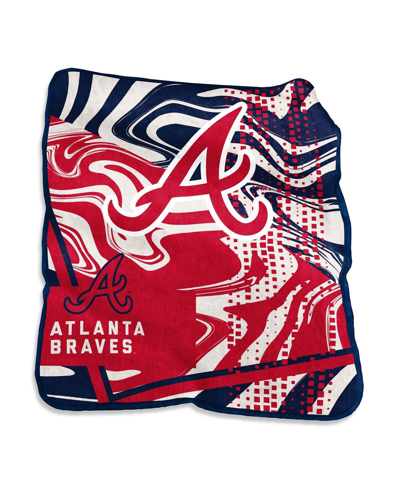 Logo Brands Atlanta Braves 50" X 60" Swirl Raschel Throw Blanket In Red,blue