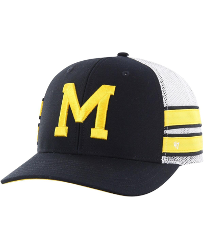 47 Brand Men's ' Navy Distressed Michigan Wolverines Straight Eight Adjustable Trucker Hat
