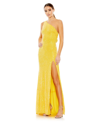 Mac Duggal Women's Ieena One Shoulder Bishop Sleeve Trumpet Gown In Lemon