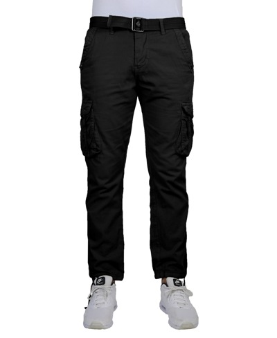 Blu Rock Men's Cotton Cargo Belted Utility Pants Set In Black