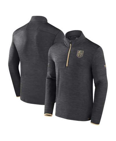 Fanatics Men's  Heather Charcoal Vegas Golden Knights Authentic Pro Quarter-zip Pullover Top