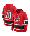 FANATICS MEN'S FANATICS SEBASTIAN AHO RED CAROLINA HURRICANES NAME AND NUMBER LACE-UP PULLOVER HOODIE