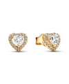 Pandora 14k Gold-plated With Clear Cubic Zirconia Heart Stud Earrings In Gold