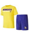 CONCEPTS SPORT MEN'S CONCEPTS SPORT PURPLE, GOLD MINNESOTA VIKINGS METER T-SHIRT AND SHORTS SLEEP SET