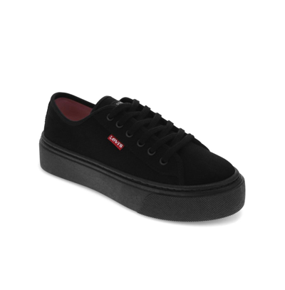 Levi's Women's Drive Lo Synthetic Leather Casual Lace Up Sneaker Shoe In Black Mono