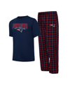 Concepts Sport Men's  Navy, Red New England Patriots Arctic T-shirt And Pajama Pants Sleep Set In Navy,red