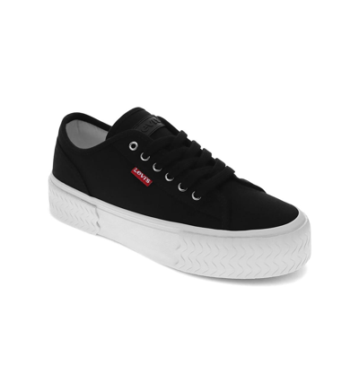 Levi's Women's Modern Low Stacked Canvas Textured Casual Platform Sneaker Shoe In Black
