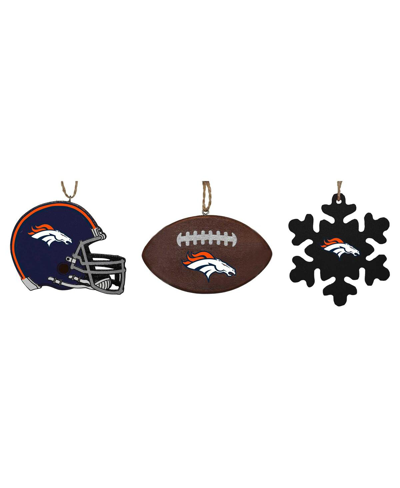 Memory Company The  Denver Broncos Three-pack Helmet, Football And Snowflake Ornament Set In Multi