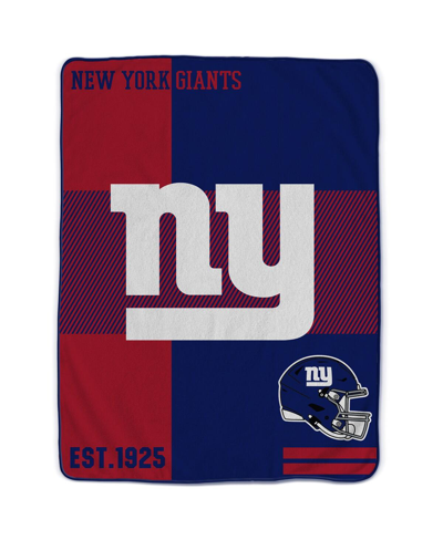 Pegasus Home Fashions New York Giants 60" X 80" Sherpa Throw Blanket In Navy,red