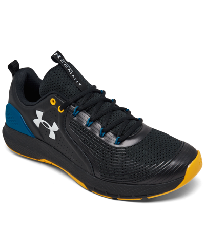 Under Armour Men's Charged Commit Training Sneakers From Finish Line In Black,blue,yellow