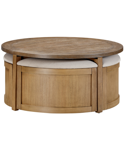 Macy's Dawnwood 42" Wood Round Cocktail Nesting Table, Created For  In Wheat