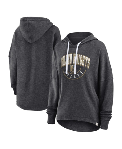 Fanatics Women's  Heather Charcoal Distressed Vegas Golden Knights Lux Lounge Helmet Arch Pullover Ho
