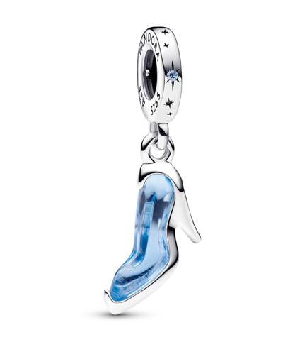 Pandora Sterling Silver Disney Cinderella Shoe Dangle Charm In Blue