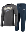 Concepts Sport Men's  Navy, Heathered Charcoal Distressed Navy Midshipmen Meter Long Sleeve T-shirt A In Navy,heather Charcoal