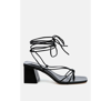 London Rag Spruce Tie Up Block Heel Sandals In Black
