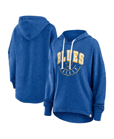 Fanatics Women's  Heather Blue Distressed St. Louis Blues Lux Lounge Helmet Arch Pullover Hoodie