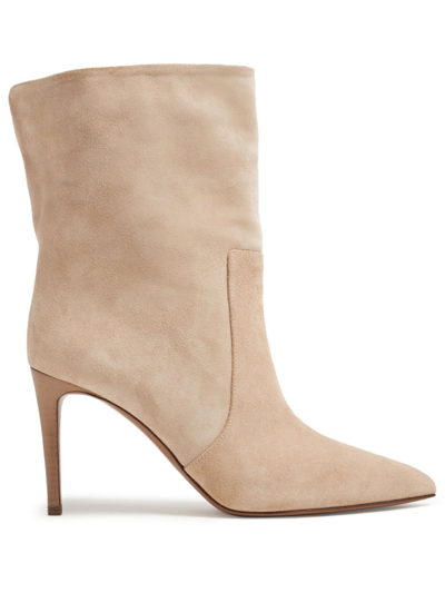 Paris Texas Neutral Stiletto 85 Suede Boots In Neutrals