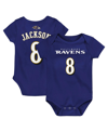 OUTERSTUFF NEWBORN AND INFANT BOYS AND GIRLS LAMAR JACKSON PURPLE BALTIMORE RAVENS MAINLINER PLAYER NAME AND NU