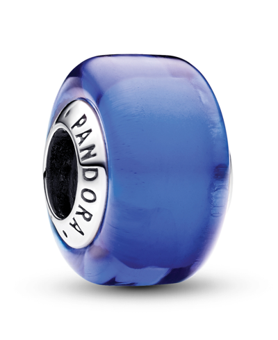 Pandora Sterling Silver With Murano Glass Charm In Silver,blue