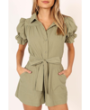Petal And Pup Petal & Pup Riley Tie Waist Cotton Romper In Olive